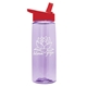 aerial view a transparent lilac bottle & red lid 26 oz flair tritan water bottle with flip straw lid, image 1 of 3