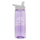 aerial view a transparent lilac bottle & white lid 26 oz flair tritan water bottle with flip straw lid, image 1 of 3