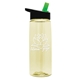 aerial view a transparent pastel yellow bottle & black with green spout lid 26 oz flair tritan water bottle with flip straw lid, image 1 of 3