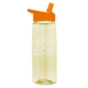 aerial view a transparent pastel yellow bottle & orange lid 26 oz flair tritan water bottle with flip straw lid, image 1 of 3