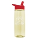 aerial view a transparent pastel yellow bottle & red lid 26 oz flair tritan water bottle with flip straw lid, image 1 of 3