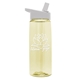 aerial view a transparent pastel yellow bottle & white lid 26 oz flair tritan water bottle with flip straw lid, image 1 of 3