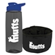 a transparent smoke bottle & reflex blue lid & black bowl the parched pup - 26 oz transparent tritan(tm) bottle folding dog bowl