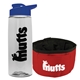 a clear bottle & reflex blue lid & red bowl the parched pup - 26 oz transparent tritan(tm) bottle folding dog bowl