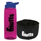 a transparent hot pink bottle & reflex blue lid & black bowl the parched pup - 26 oz transparent tritan(tm) bottle folding dog bowl