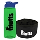 a transparent green bottle & reflex blue lid & black bowl the parched pup - 26 oz transparent tritan(tm) bottle folding dog bowl