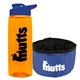 a transparent orange bottle & reflex blue lid & blue bowl the parched pup - 26 oz transparent tritan(tm) bottle folding dog bowl