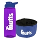 a transparent violet bottle & reflex blue lid & blue bowl the parched pup - 26 oz transparent tritan(tm) bottle folding dog bowl
