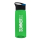 a black with blue flip tab lid & transparent green bottle the flair - 26 oz transparent tritan(tm) bottle with pop - up lid
