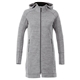 aerial view a heather charcoal (986) womens odell performance knit tunic length full zip hoodie with thumb holes, image 1 of 2