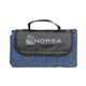 aerial view a navy heathered fold up blanket, image 1 of 2