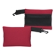 a crimson small mesh travel bag with clip