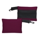 a burgundy small mesh travel bag with clip