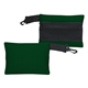 a forest green small mesh travel bag with clip