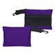 aerial view a purple small mesh travel bag with clip, image 1 of 3