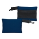 a navy small mesh travel bag with clip