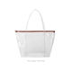 a clear bag & terra cotta zipper weekender vinyl bag with zippered closure