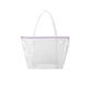 aerial view a clear bag & lavender zipper weekender vinyl bag with zippered closure, image 1 of 2