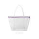 a clear bag & purple zipper weekender vinyl bag with zippered closure