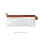 a clear bag & terra cotta zipper vinyl pixie pen pouch