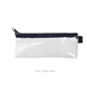 a clear bag & navy zipper vinyl pixie pen pouch