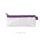 a clear bag & purple zipper vinyl pixie pen pouch