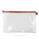 a clear bag & terra cotta zipper dottie pouch - clear vinyl
