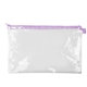 aerial view a clear bag & lavender zipper dottie pouch - clear vinyl, image 1 of 2