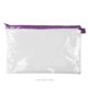 a clear bag & purple zipper dottie pouch - clear vinyl