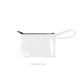 a clear bag & navy zipper poptart to go vinyl coin pouch