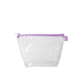 aerial view a clear bag & lavender zipper tweedle dum cosmetic bag, image 1 of 2