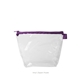 a clear bag & purple zipper tweedle dum cosmetic bag