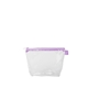 aerial view a clear bag & lavender zipper tweedle dee cosmetic bag, image 1 of 2