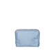 aerial view a french wash denim bag & peach zipper denim busy bee pouch, image 1 of 2