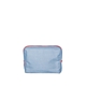 aerial view a french wash denim bag & grapefruit zipper denim busy bee pouch, image 1 of 2