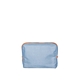 aerial view a french wash denim bag & crush zipper denim busy bee pouch, image 1 of 2