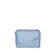 aerial view a french wash denim bag & purple zipper denim busy bee pouch, image 1 of 2