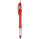 a red silhouette translucent - retractable ball point pen with clear rubber grip