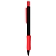 a red mechanical pencils - black barrel with rubber grip 2 hb leads - refillable