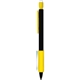a yellow mechanical pencils - black barrel with rubber grip 2 hb leads - refillable