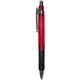 a red tracker ball point - retractable pen with rubber grip