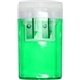 a translucent light green flip top pencil sharpener