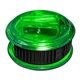 a translucent green round pencil sharpener