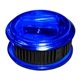 a translucent blue round pencil sharpener - full color decal