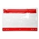a clear pouch with red trim school supply pencil pouch