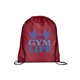 aerial view a burgundy versatile polyester drawstring backpack, image 1 of 3