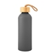 aerial view a gray 25 oz blaire recycled aluminum bottle with bamboo lid, image 1 of 3