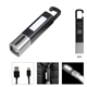 aerial view a black with gunmetal trailblazer rechargeable cob flashlight, image 1 of 4