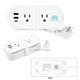 aerial view a white compact multi - outlet power strip, image 1 of 3