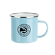 a light blue 17 oz vintage campfire mug